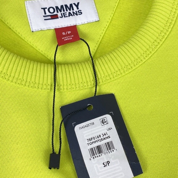 Tommy Jeans Men's Lucca Logo Sweatshirt Neo Lime - Picture 8 of 9